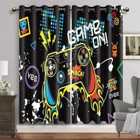 Cool Game Handle Gamepad Gaming Room Boy Window Curtain Blinds For Living Room Kids Bedroom Bathroom Kicthen Door Home Decor W65X60H(cm)X2Pcs&Hook