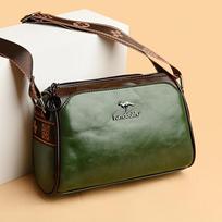 Retro Double Sided Leather Women's Crossbody Bag Water-Resistant Pillow Shaped Shoulder Bag with Adjustable Strap Zipper Closure