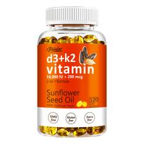 Vitaminas D3 + K2 Kapsulės - Sąnarių, Kaulų, Imuninės Sistemos Sveikata, Priešuždegiminis 120