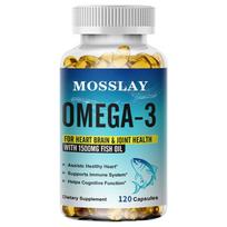 Pure natural Omega-3 fish oil capsules, containing EPA and DHA extracts, beneficial for heart, brain function, and eye health. 120