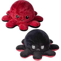 Apverčiamas aštuonkojo pliušinis žaislas, aštuonkojo minkštas žaislas, minkštas pliušinis žaislas vaikams, mergaitėms, šeimai, draugams (20cm - Raudona ir Juoda)
