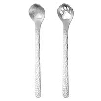 304 Stainless Steel Coffee Spoon Cat Dog Paw Teaspoon Afternoon Tea Dessert Spoon Hollow Out Long Handle Tableware Coffee Spoons