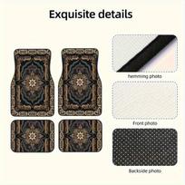 4Pcs set Bohemian Retro Style Pattern Car Carpet, Ethnic Style Design, Easy-to-Clean Car Interior Accessories, Art Decoration