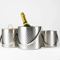 Ledo kibiras alui su dangčiu ir žnyplėmis, daugiafunkcis metalinis gėrimų kibiras, gėrimų vėsinimui 3 L Silver