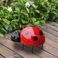 Ladybug Figurine Metal Garden Ornament Iron Sculpture Outdoor Statue Playful Decoration Suitable for S