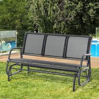 Lauko sofa, sodo sūpynės, metalinė, atspari oro sąlygoms, juoda, matmenys: 151x75x85 cm
