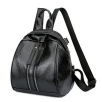 1. Maža moteriška kuprinė Pu odos mini kuprinė Damų kelioninė rankinė per petį Convertible Causal Daypack for Girl black