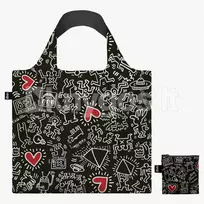 LOQI pirkinių krepšys „KEITH HARING Black Pattern Recycled Bag“