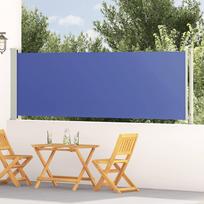 Ištraukiama šoninė kiemo pertvara mėlynos spalvos 117x600cm