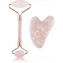Palsar 7 Rose Quartz Jade Roller & Gua Sha masažuoklių rinkinys veidui - 1 vnt.