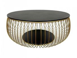 Kavos staliukas Bowl, aukso sp./juoda sp., 86 cm x 86 cm x 35 cm