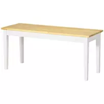 Medinis 2 vietų valgomojo suolas iki 220 kg, baltas, 102 x 36 x 45 cm