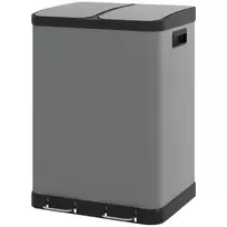 Šiukšliadėžė 2 x 30 l su dangčiu ir pedalu, metalinė, 48,8 x 39,5 x 67 cm