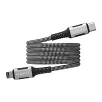 Havit CB6298 - Magnetinis C tipo USB laidas su žaibolaidžiu, 1 m (juodas)