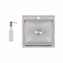 Vieno dubens virtuvės kriauklė INOX 50x50 + sifonas, dozatorius, be skylės