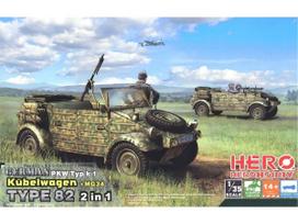 Vokiškas Kübelwagen Type 82 1/35 plastikinis modelis 2in1 su MG34