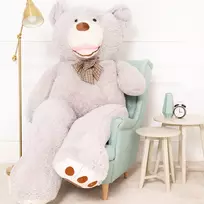 Teddyway Bobo Didelis Pliušinis Meškiukas Meškinas, Minkštas Žaislas, 220 Cm, Pilkas