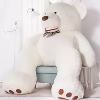 Teddyway Bobo Didelis Pliušinis Meškiukas Meškinas, Minkštas Žaislas, 260 Cm, Baltas