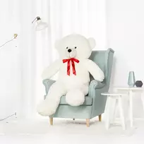 Didelis Pliušinis Meškiukas Meškinas, Minkštas Žaislas, 130 Cm, Baltas, Nomo