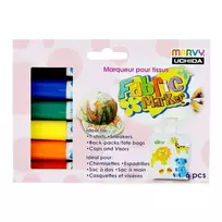 MARVY flomasteriai tekstilės dekoravimui #560-6A Fabric Marker Primary, 6 vnt.