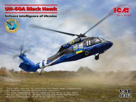 ICM UH-60A Black Hawk Ukrainos žvalgybos sraigtasparnis 1/48 plastikinis rinkinys