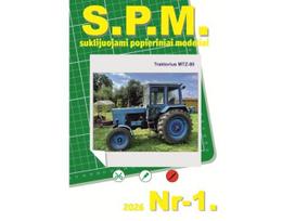 SPM popierinis MTZ-80 traktoriaus modelis 1:32, pagamintas Lietuvoje