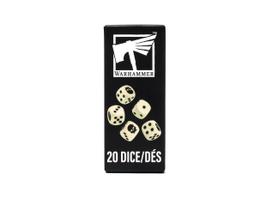 Warhammer stalo žaidimų kauliukai, 20 vnt., dramblio kaulo, 12 mm
