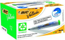 Žymeklis baltai lentai Bic Velleda 701023, 1 - 5 mm, žalia sp., 12 vnt.