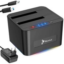 Išorinio kietojo disko dėklas Reagle HDD SSD dokavimo stotelė 2x16TB USB 3.1 SATA 2.5 3.5 offline klonavimas 5Gbps Windows Mac OS