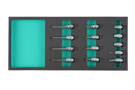 3/8" Torx/XZN/E uzgaļu komplekts, K26065, KAMASA TOOLS, 13 gabali, īsie un garie uzgaļi
