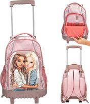 Topmodel - School Backpack Trolley - Rosé with Grey Polka Dots