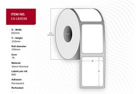Capture Label 102x210, Core 76,  Diameter 156 mm. Thermal