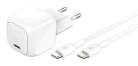 BELKIN USB-C PD 30W, small, white + USB-C cable