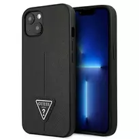 GUESS GUHCP14MPSATLK iPhone 14 Plus 6.7" black | black hardcase SaffianoTriangle Logo