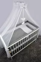 Bedding set - 6  parts - 120/90/360 - MINKY/WHITE - GWIAZDOZBIÓR / GREY