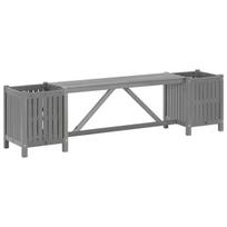 Sodo suoliukas，Sodo suolas，Lauko suoliukas su 2 vazonais, pilkas, 150cm, akacijos masyvas CFE8759066