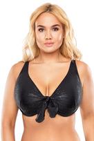 Bikini liemenėlė moterims, Vivisence, maudymosi kostiumėlis, bikinio viršus, be modelio, minkštos liemenėlės kaušeliai, užsegamas nugaroje, blizgi juoda, 85E, 85E