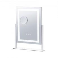 Tualetinis veidrodis 41x36x12 cm baltas, LED, didinantis, plieninis rėmas