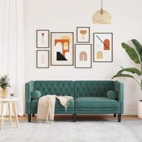 Dvivietė chesterfield sofa，Poilsio sofa su pagalvėlėmis, žalia, aksomas CFE92251