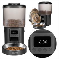 Gyvūnų ėdalo dozatorius Peluvio Crispy Black - automatinis dozatorius, juoda