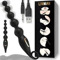 Vibruojantis vaginalinis ir analinis vibratorius LIVMAN MMA-009 su 5 vibruojančiais kamuoliukais ir 7 vibracijos režimais
