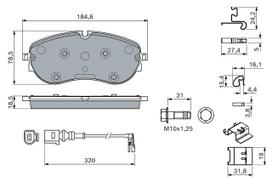 BOSCH Stabdžių kaladėlių komplektas Brake pad set 0 986 460 178