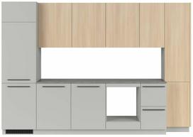 Virtuvės baldų komplektas Milano, pilka sp./rusva sp., 3.32 m