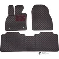 Eko odos kilimėliai QuiltyMats NISSAN PATHFINDER 2004-2012m. (I ir II eilė) (Juoda / raudonos siūlės)