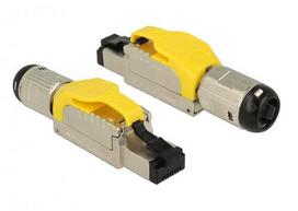 Delock RJ45 connectors field-terminated. Cat6A metal shielded.