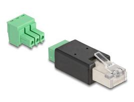 Delock RJ45 connector  3-pin terminal block adapter, 2-part
