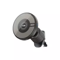 XO magnetic car holder CX025 with 15W wireless inductive charger, black, air vent mount