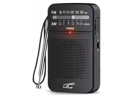LTC lEGA portable pocket radio, AM/FM, mini-jack, black