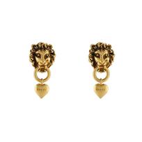 Gucci Vintažinis Liūto Galvos Širdies Mados Papuošalas Blizgūs Auskarai Moteriški Auskarai Auksiniai 645627-I4600-0933 Gold,F brown