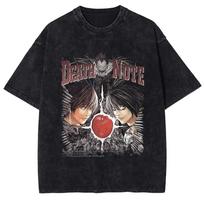 DEATH NOTE Graphic T-shirt Yagami Light Anime Print Vintage Washed Oversized T Shirt Men Women Clothing Cotton Short Sleeve Tees L